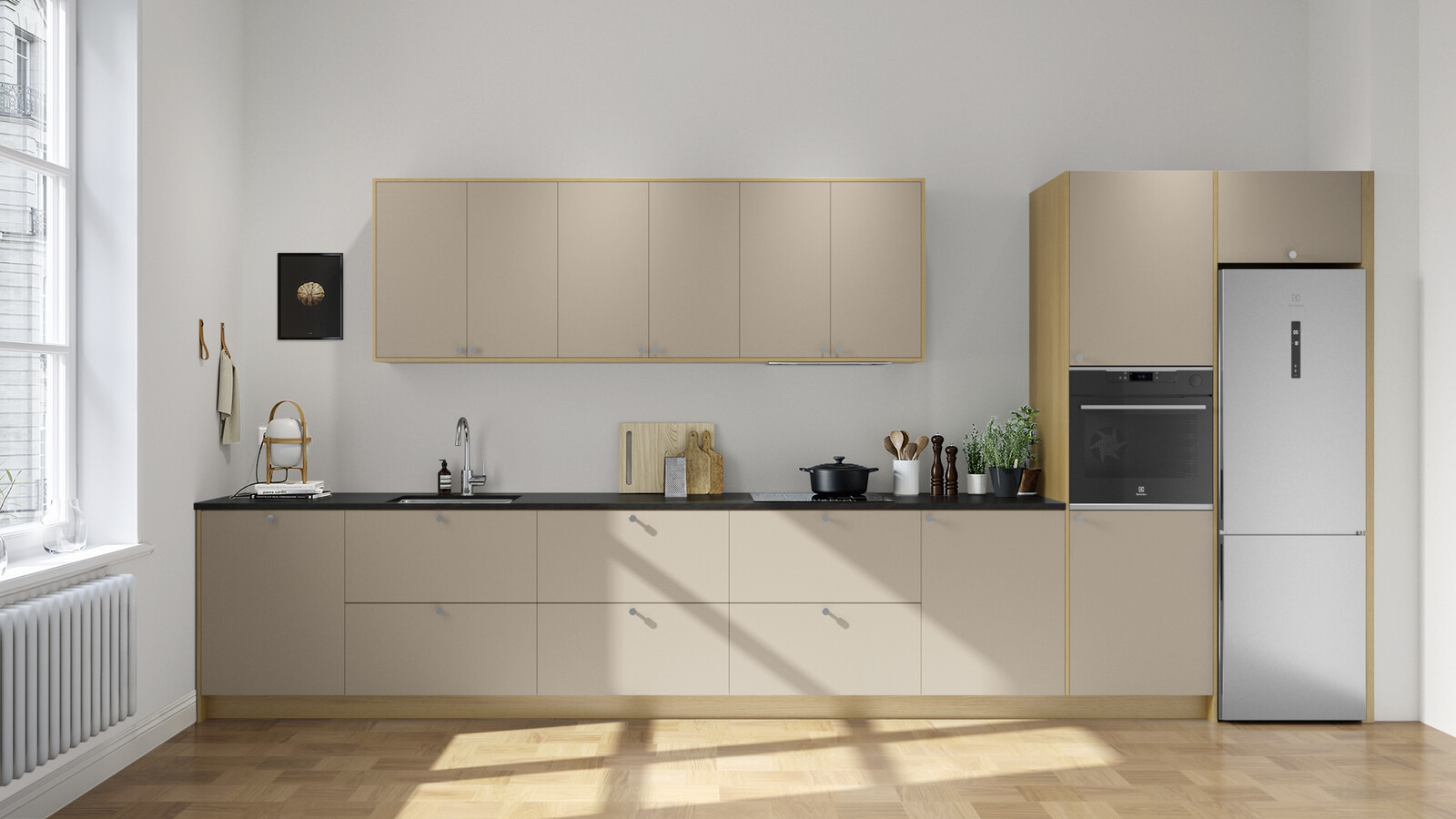 Edge gråbeige rakt kök Edge gråbeige rakt kök